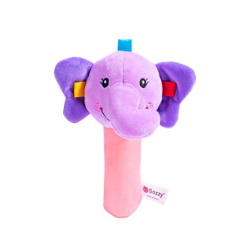 Игрушка - пищалка мягкая детская погремушка Sozzy Elephant WLTH2111A, Фиолетовый