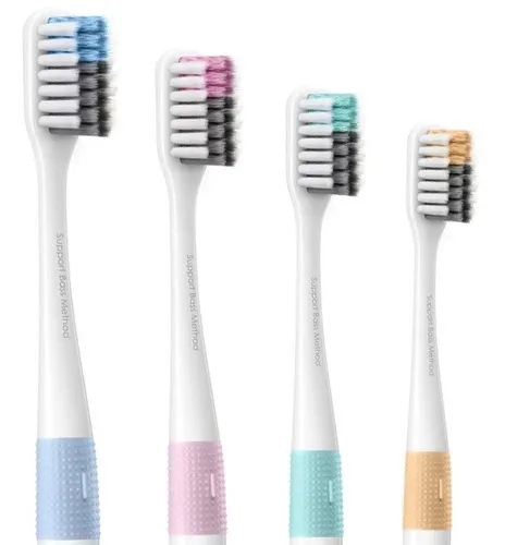 Набор зубных щеток Dr. Bei Bass Method Toothbrush Multicolor, 4 шт, Разноцветный