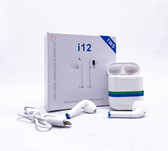 Simsiz naushniklar Airpods TWS i12, oq