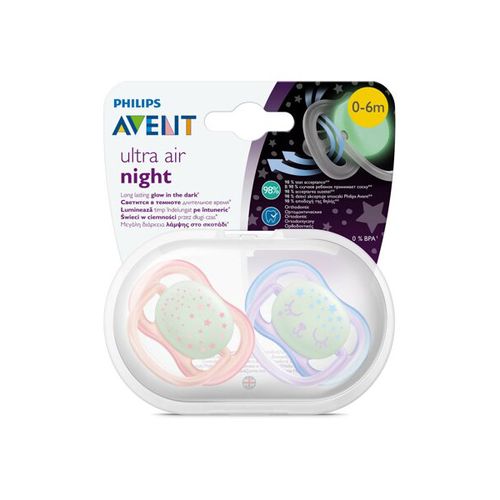 Пустышка Philips Avent Ultra Air Night Звездный зайка, 0-6 мес, 2 шт, Молочный