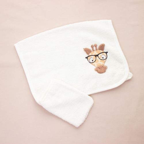 Комплект двойка Babyline полотенце и халат с капюшоном жираф, Белый