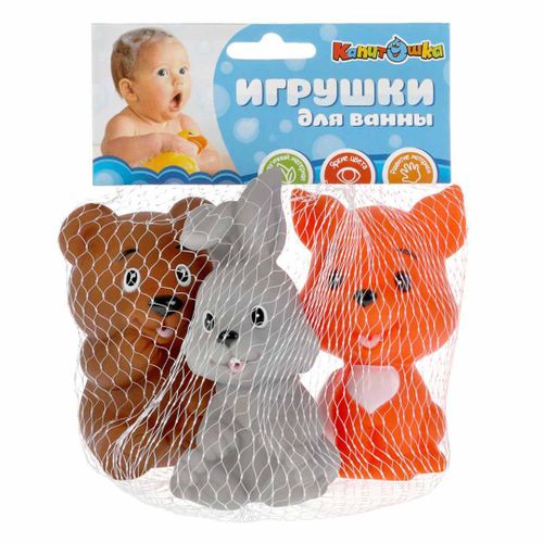 Игрушка для купания Лиса, заяц и мишка, Оранжевый