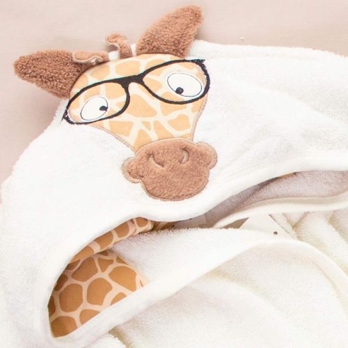 Комплект двойка Babyline полотенце и халат с капюшоном жираф, Белый, купить недорого