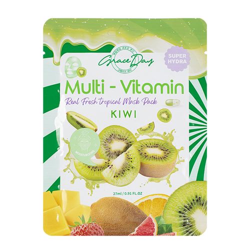 Multivitaminlar va ekstraktli mato yuz niqobi Grace Day MULTI-VITAMIN KIVI NİKOSI, 27 ml