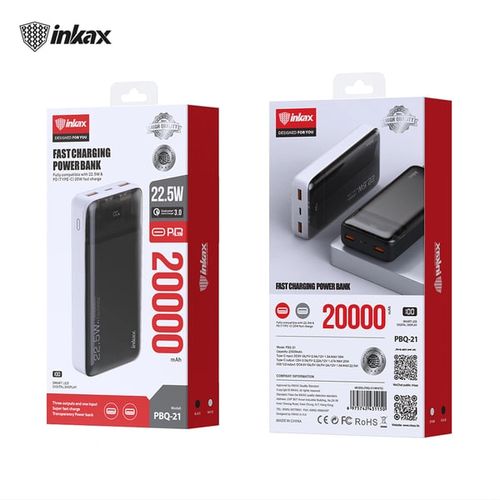 Портативный аккумулятор Power Bank Inkax PBQ21 20000mAh, Черный, купить недорого