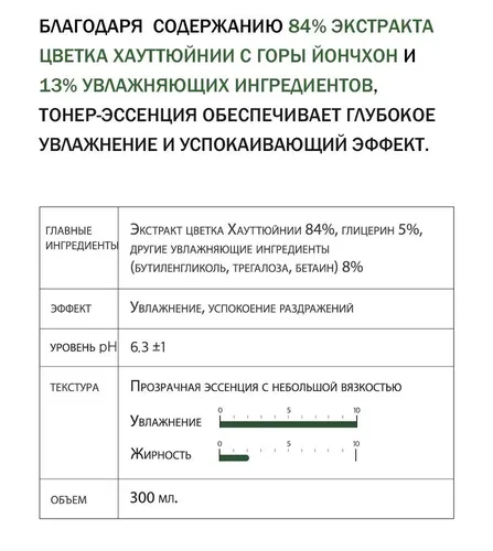 Эссенция-тонер для лица Derma Factory Houttuynia Cordata 84% Essence Toner, 300 мл, фото