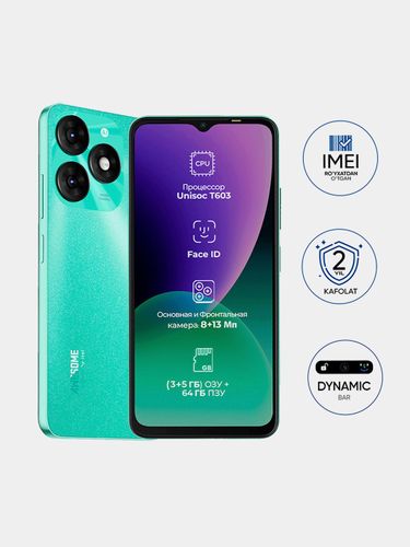 Smartfon Itel a70 A665L, yashil, 3/64 GB