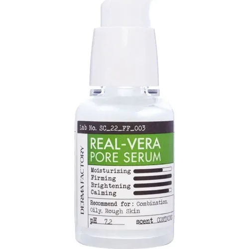 Aloe vera ekstrakti bilan ko'zalarni toraytiruvchi zardob Derma Factory Real Vera Pore Serum, 30 ml