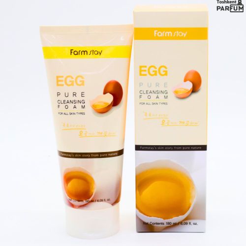 Tuxum bilan teshiklarni toraytirish uchun tozalovchi ko'pik Farmstay egg pure cleansing foam, 180 ml