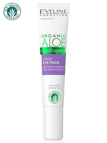 Жидкие патчи для кожи вокруг глаз Eveline Cosmetics Organic Aloe+Collagen, 20 мл, купить недорого