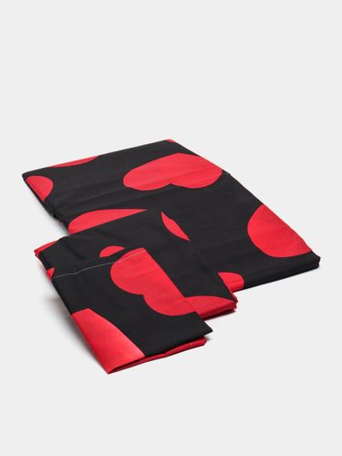 Комплект односпального постельного белья IH-127, 3 шт, Черно-красный