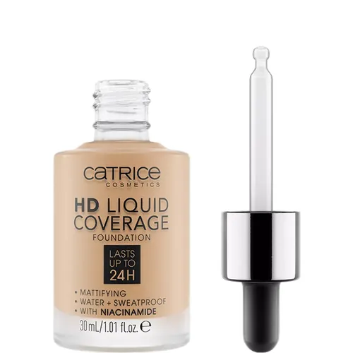 Тональная основа Catrice HD Liquid Coverage Foundation, №-002, бежевый нюд, 30 мл