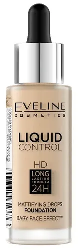 Тональный флюид Eveline liquid control hd mattifying drops, №-030, ванилный, 32 мл