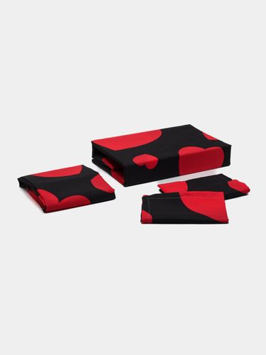Комплект постельного белья IH-168, 4 шт, Черно-красный