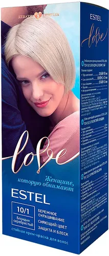 Стойкая крем-краска для волос Estel Love, №-10/1-блондин-серебристый