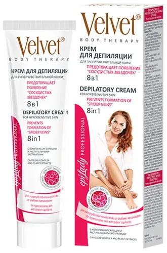 Velvet 8 in 1 depilatsiya kremi yuqori sezgir teri uchun, 125 ml