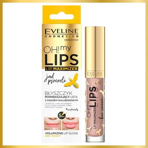 Kattalashtiruvchi Eveline Oh My Lips Maximizer Bee Venom effekti bilan lab porlashi, 4,5 ml, в Узбекистане