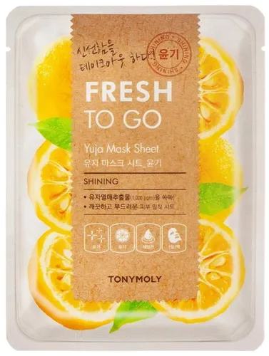 Тканевая маска для сияния кожи Tony Moly Fresh To Go Yuja Mask Sheet Shining с цитрусом юдзу