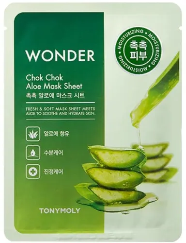 Тканевая маска для лица Tony Moly Wonder Aloe Chok Chok Mask Sheet с экстрактом алоэ, 22 мл