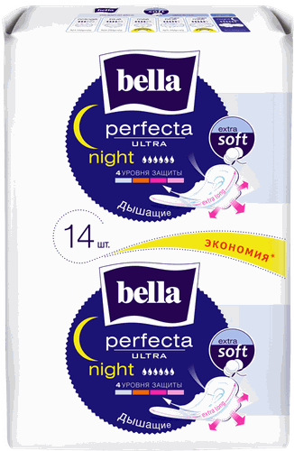 Прокладки женские bella Perfecta Ultra Night extra soft ночные удлиненные с крылышками, 14 шт