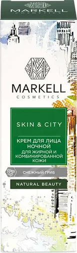 Markell Skin&City tungi yuz kremi yog'li va aralash teri uchun qor qo'ziqorini, 50 ml, фото