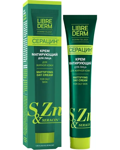 Матирующий дневной крем для жирной кожи лица Librederm Серацин, 50 мл, купить недорого