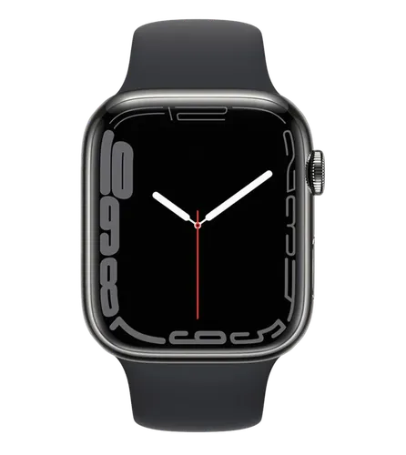 Часы Apple Watch Series 7, Graphite Stainless Steel Case with Midnight Sport Band, 45 мм, купить недорого