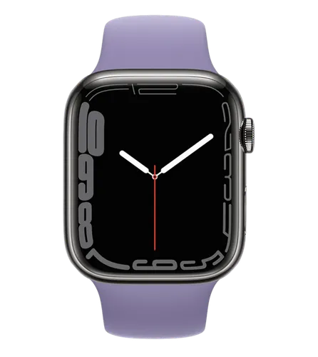 Часы Apple Watch Series 7, Graphite Stainless Steel Case with English Lavender Sport Band, 45 мм, купить недорого