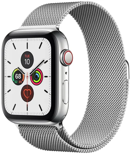 Часы Apple Watch Series 5, Silver Stainless Steel Case with Silver Milanese Loop, 44 мм, купить недорого