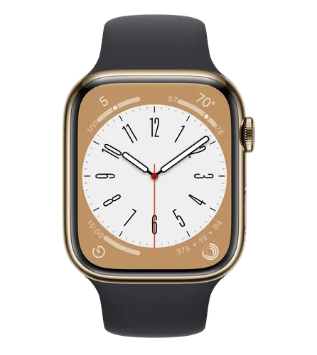 Часы Apple Watch Series 8, Gold Stainless Steel Case with Midnight Sport Band, 45 мм, в Узбекистане