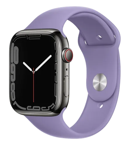 Часы Apple Watch Series 7, Graphite Stainless Steel Case with English Lavender Sport Band, 45 мм