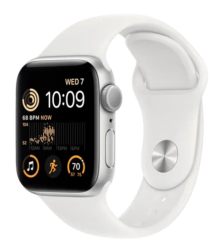 Часы Apple Watch SE 2nd GEN, Silver Aluminum Case with White Sport Band, 44 мм