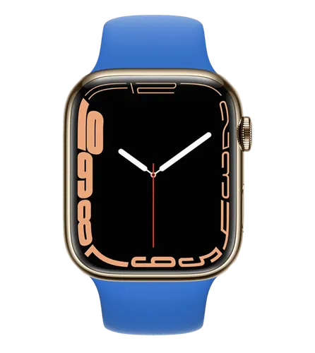Часы Apple Watch Series 7, Gold Stainless Steel Case with Abyss Blue Sport Band, 45 мм, купить недорого