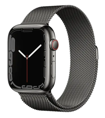 Часы Apple Watch Series 7, Graphite Stainless Steel Case with Graphite Milanese Loop, 41 мм