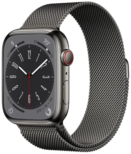 Часы Apple Watch Series 8, Graphite Stainless Steel Case with Graphite Milanese Loop, 45 мм