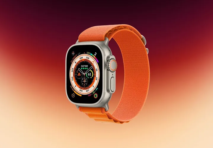 Часы Apple Watch Ultra, Titanium Case with Orange Alpine Loop, 49 мм, фото