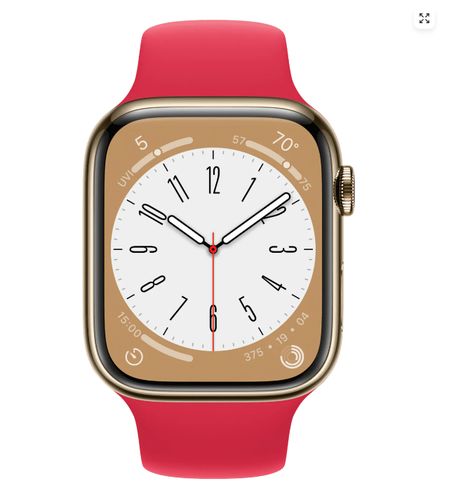 Часы Apple Watch Series 8, Gold Stainless Steel Case with Red Sport Band, 45 мм, в Узбекистане