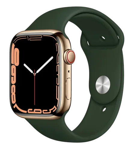 Часы Apple Watch Series 7, Gold Stainless Steel Case with Clover Sport Band, 45 мм