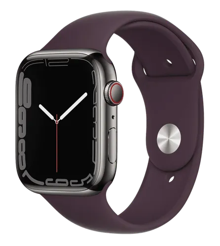 Часы Apple Watch Series 7, Graphite Stainless Steel Case with Dark Cherry Sport Band, 45 мм