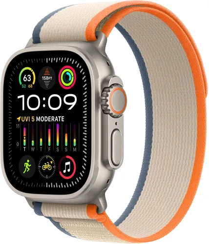 Часы Apple Watch Ultra 2, Titanium Case with Orange/Beige Trail Loop, 49 мм