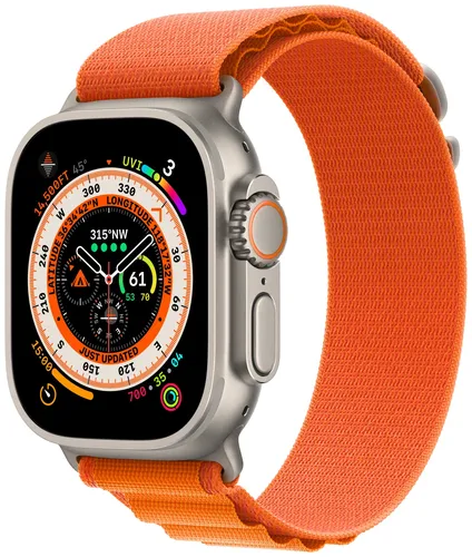 Часы Apple Watch Ultra, Titanium Case with Orange Alpine Loop, 49 мм