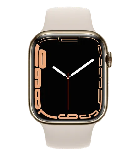 Часы Apple Watch Series 7, Gold Stainless Steel Case with Starlight Sport Band, 45 мм, купить недорого