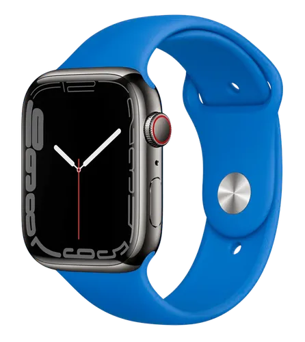 Часы Apple Watch Series 7, Graphite Stainless Steel Case with Abyss Blue Sport Band, 45 мм
