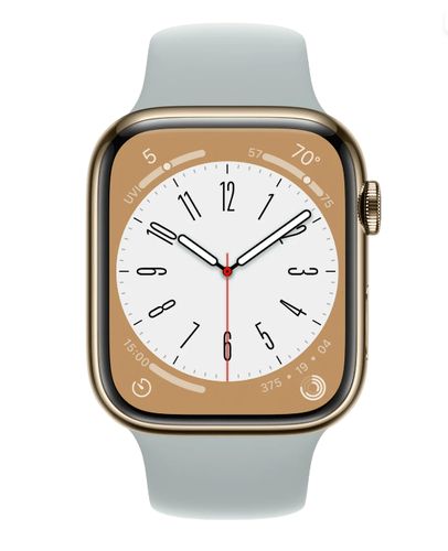 Часы Apple Watch Series 8, Gold Stainless Steel Case with Succulent Sport Band, 45 мм, купить недорого