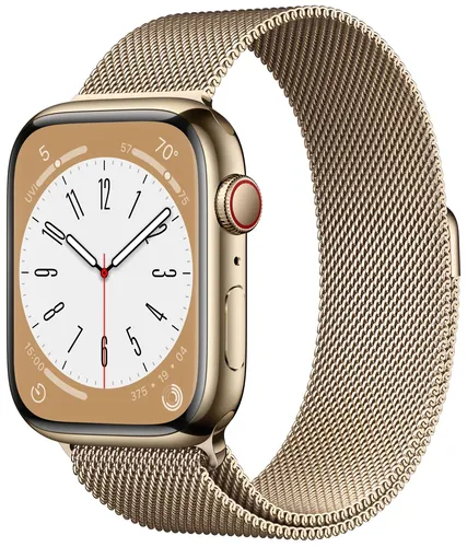 Часы Apple Watch Series 8, Gold Stainless Steel Case with Gold Milanese Loop, 45 мм