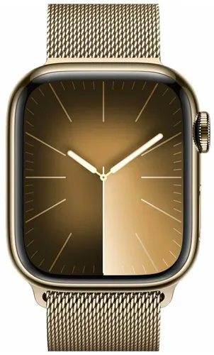 Часы Apple Watch Series 9, Gold Stainless Steel Case/Gold Milanese Loop, 45 мм, купить недорого