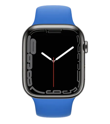 Часы Apple Watch Series 7, Graphite Stainless Steel Case with Abyss Blue Sport Band, 45 мм, купить недорого