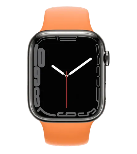 Часы Apple Watch Series 7, Graphite Stainless Steel Case with Marygold Sport Band, 45 мм, купить недорого
