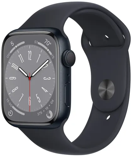 Часы Apple Watch Series 8, Midnight Aluminium Case with Midnight Sport Band, 45 мм