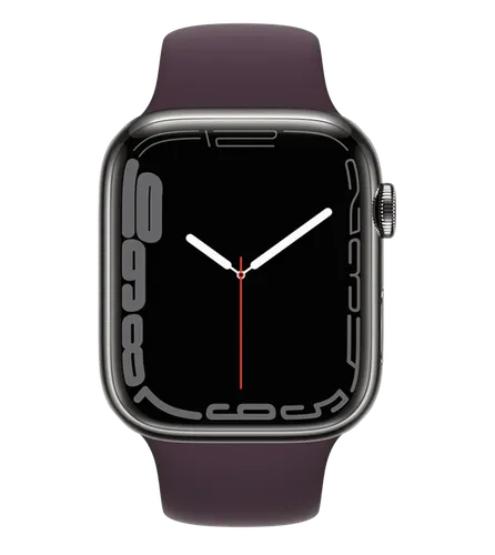 Часы Apple Watch Series 7, Graphite Stainless Steel Case with Dark Cherry Sport Band, 45 мм, купить недорого